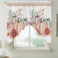 thumbnail image 2 of Fall Pumpkins Swag Curtains for Kitchen/Bedroom/Living Room, Thanksgiving Autumn Flower Leaf Plant Scalloped Curtains 63 Inch Long, Window Swag Topper Curtains Valances 2 Panels Set 36"x63", 2 of 8