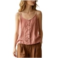 thumbnail image 2 of Sheghy Cotton Tank Top Women 100%Cotton Vintage Linen Blend Cami, Button Decor Loose Thin Sleeveless Layering Top Wine M, 2 of 6