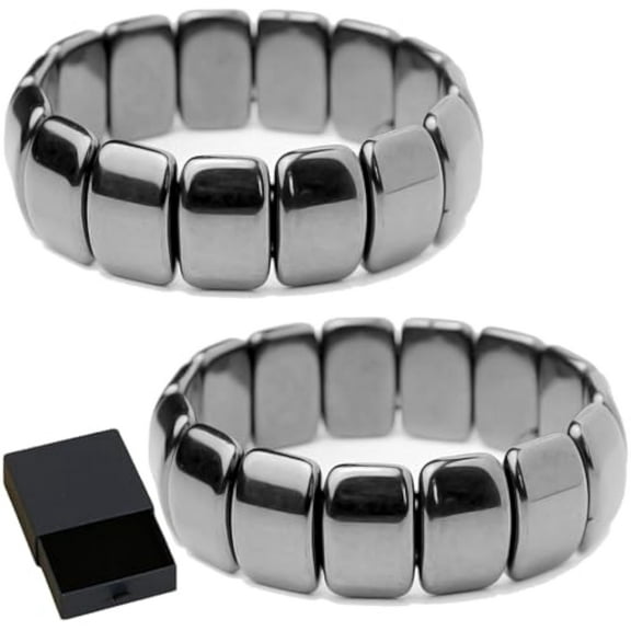 Hemys Hematite Bracelet, 2pcs Hemys Mens Bracelet, Channeling Primal Energy And Enhancing Vitality, For Women And Men
