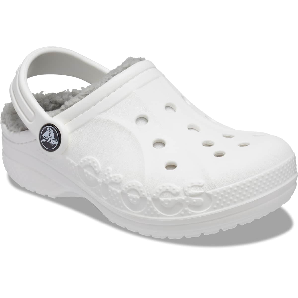 Crocs Kids Baya Lined Clogs, White/Light Grey, J2