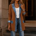 thumbnail image 4 of Women’s Denim Patchwork Cardigan Jacket Long Sleeve Button Down Lapel Casual Outerwear with Pockets, 4 of 5