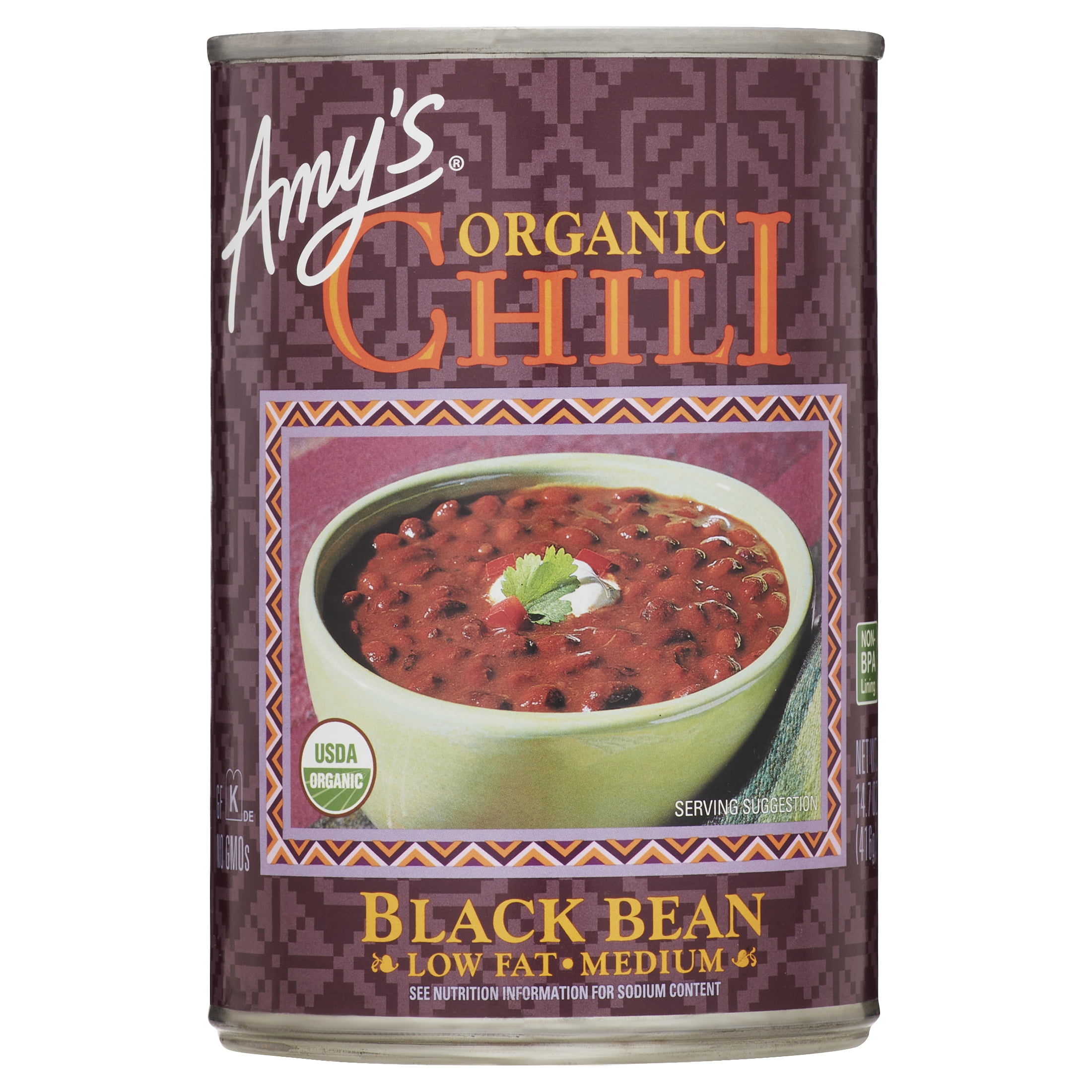 Amy's Kitchen Organic Medium Black Bean Chili, Low-Fat - 14.7oz
