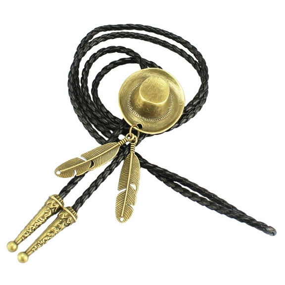Aellinatey American Bolo Tie Western Necktie Cowboy Hat Necklace for Men Gentlemen