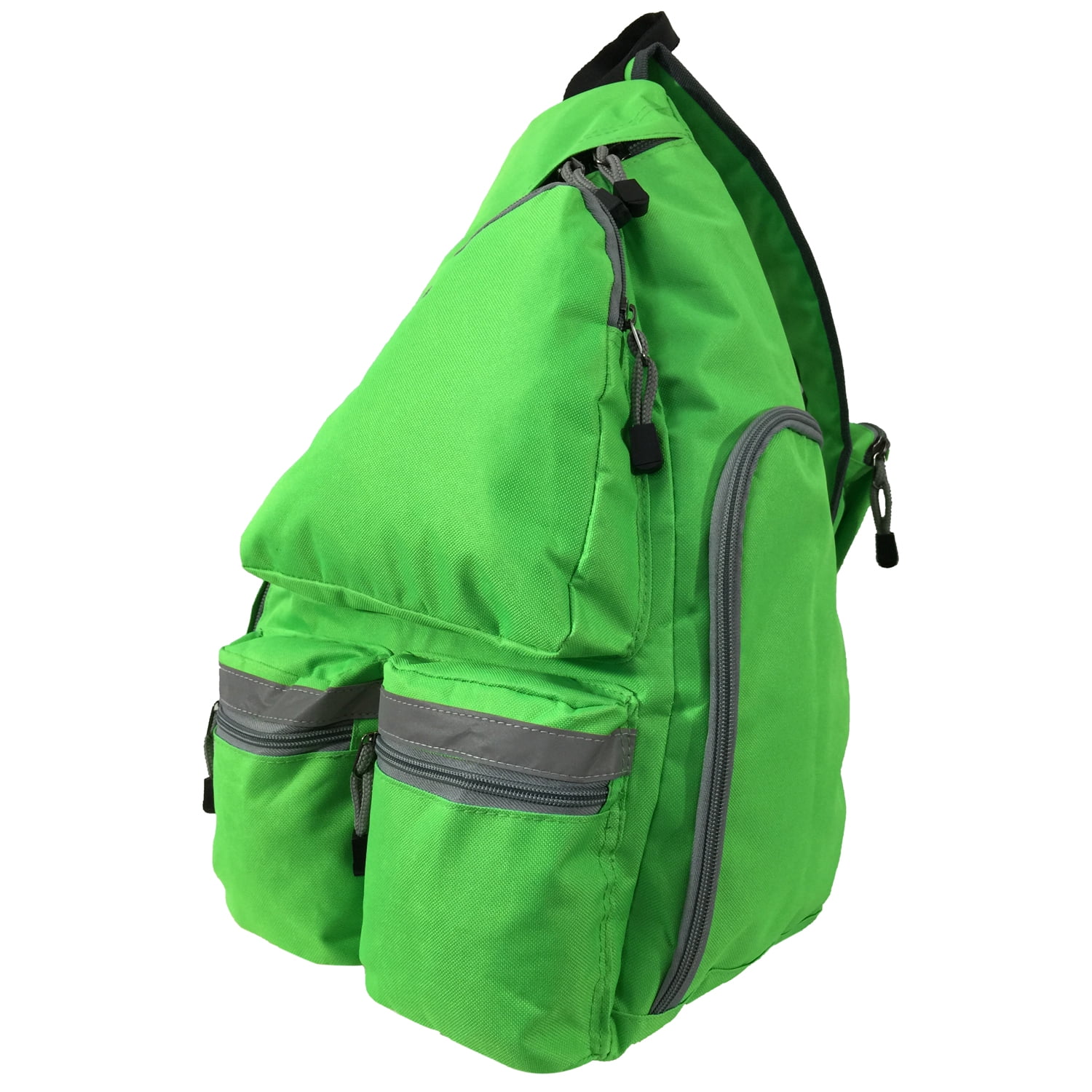 K-Cliffs 19 inch Unisex Reflective Sling Messenger Backpack Bright Green Student  Daypack
