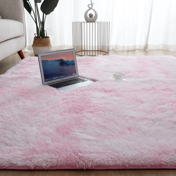 Jiibva Soft Plush Shaggy Area Rug - Thick Velvet Carpet for Bedroom Floor Decor, 50x80cm Pink Accent Rug