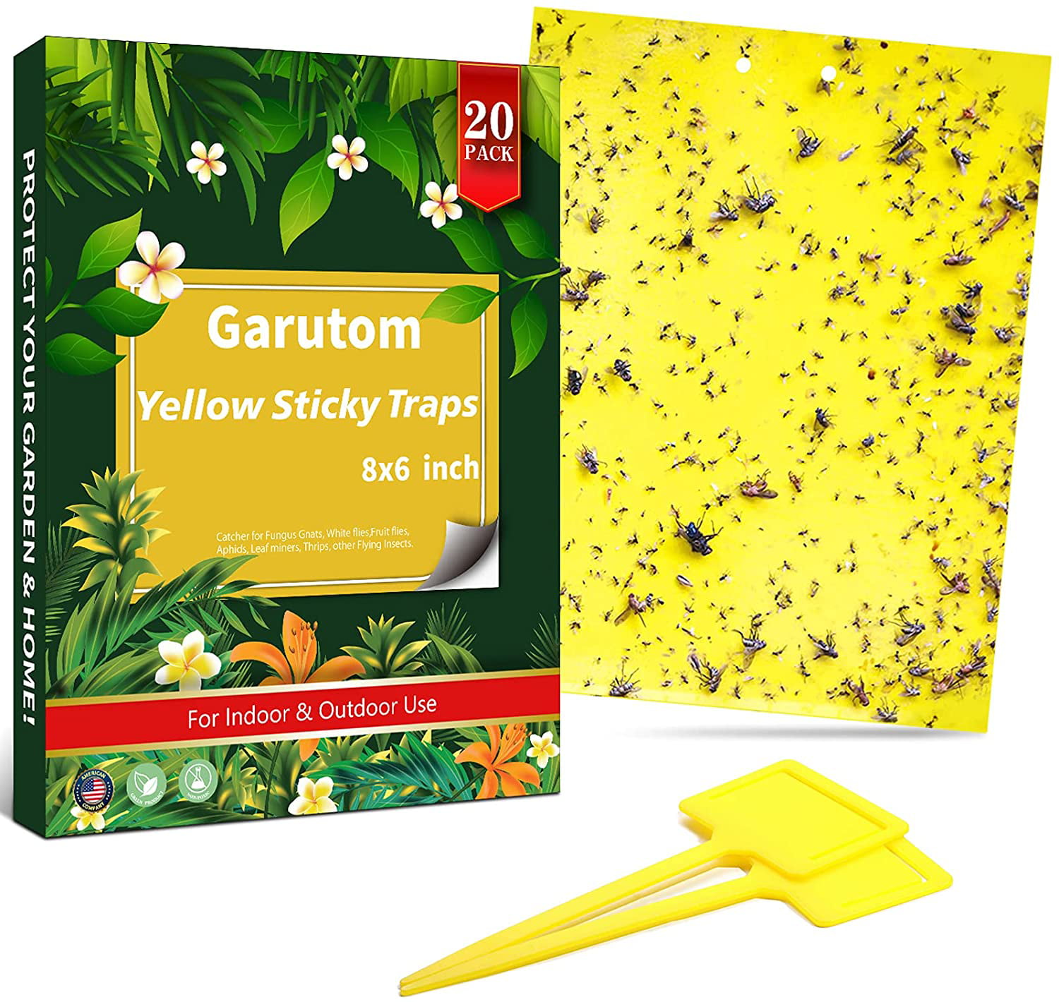 Details about   20Pack Dual-Sided Yellow Sticky Traps for Fungus Gnat Whitefly Leafminers Aphid
