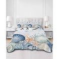 thumbnail image 2 of Twin Quilt Bedding Set, Navy Blue Coastal Reversible Summer Quilt 3 Pieces, Shell Starfish Coral Nautical Summer Ocean Lightweight Bedspreads Coverlets with 2 Pillow Shams for All Seasons, 2 of 5