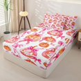 thumbnail image 2 of Manfei Pink Ribbon Pumpkin Zipper Full Size Comforter Sets with Fitted Sheet and 2 Pillowcases for Girls, Halloween Watercolor Bowknot Zipper Bedding Set, Pink Reversible, 4-Piece, 2 of 6