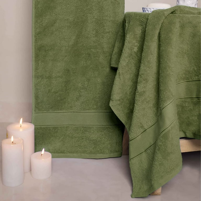 Tens Towels Green 4 Piece XL Extra Large Bath Towels Set 30 x 60 inches  Premium Cotton Bathroom Towels Plush Quality