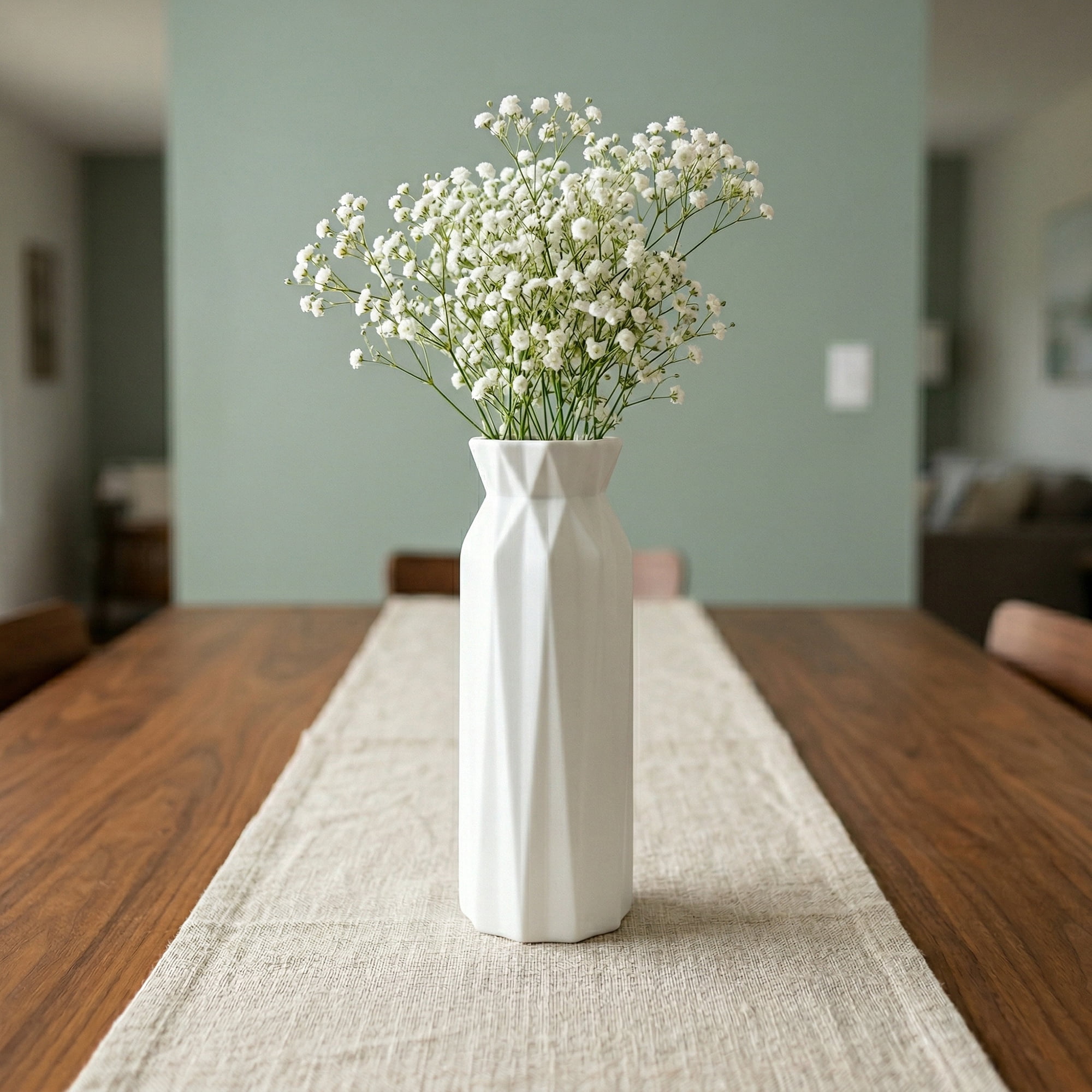 Unique Bargains Narrow Bud Vase for Single Stem Roses Plastic White 2.8"L x 2.8"W x 7.9"H
