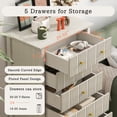 thumbnail image 4 of Noble House Harmon Fluted 5-Drawer Dresser, Modern Rubberwood Chest with Metal Handles, for Entryway, Bedroom, Beige, 4 of 11