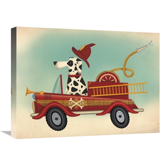Global Gallery's 'K9 Fire Department' By Ryan Fowler Stretched Canvas Wall Art