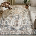 thumbnail image 2 of HOMCOM 5x7 Area Rug, Vintage Machine Washable Rug, Non-Slip Low Pile Carpet for Living Room, Bedroom, Dining Room, Home Office, Brown and Light Blue, 2 of 9