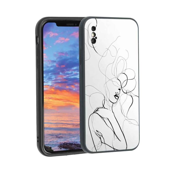 Compatible with iPhone X Phone Case, Line-Art-Feminine-Aesthetic-Feminist-Minimalistic-Art Case Men Women, Flexible Silicone Shockproof Case for iPhone X