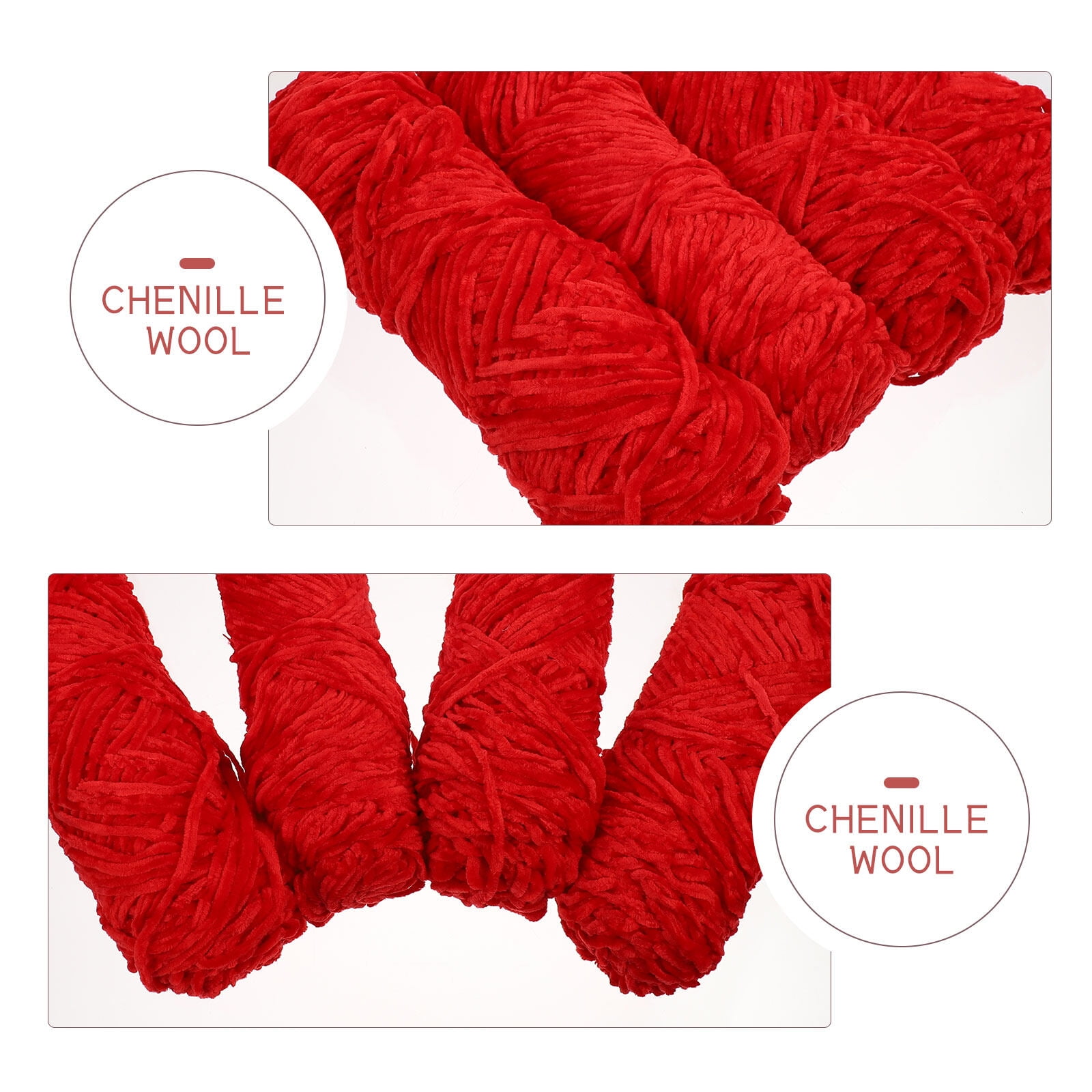 OUNONA Chenille Fiber Yarn 4Pcs Chenille Velvet Knitting Supplies for Women Craft Projects