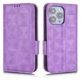 thumbnail image 7 of Dteck For iPhone 12 Pro Max 6.7 inch Wallet Case,Luxury Embossed Triangle Design Anti-scratch PU Leather Magnetic Closure Flip Card Slots Stand Shockproof Phone Cover with Wrist Strap.Purple, 7 of 7
