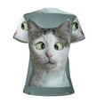 thumbnail image 3 of Goofa Funny Cat Pattern Womens Deep V Neck Low Cut Tops Casual Summer Short Sleeve Ribbed Knit T-Shirts-XX-Large, 3 of 5