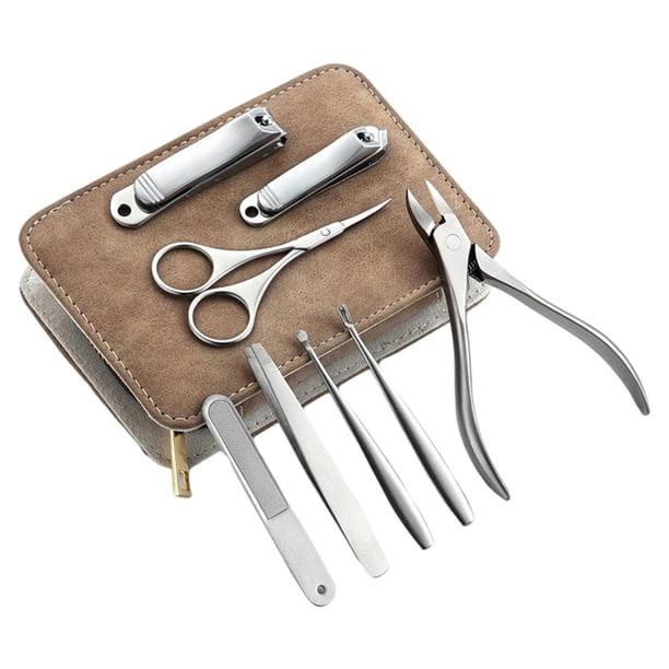 Paquete de 8 juegos de manicura y pedicura, herramientas para cortar uñas con estuche de viaje de PU para A Yuyangstore Kits de manicura
