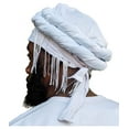 thumbnail image 3 of White African pre-tied Turban for Men with Fringe Trim, 3 of 3