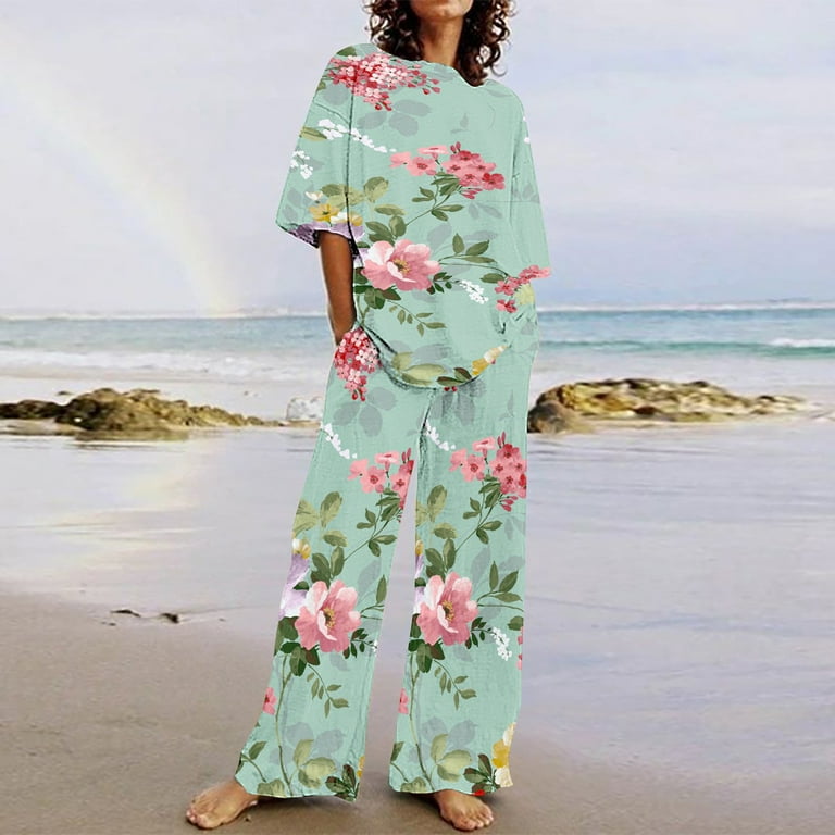 Lounge Sets for Women 2 Piece Plus Size Travel Outfit Set Womens Two Piece Lounge Set Pants Green Matching Set Women Walmart