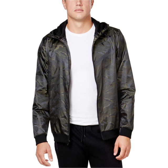 Ideology Mens Camo Windbreaker Jacket, Green, Large