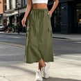 thumbnail image 4 of STETMN Women's Cargo Midi Skirt, Summer Casual Ankle Length Drawstring Waist Skirt with Multi Pockets for Streetwear, 4 of 8