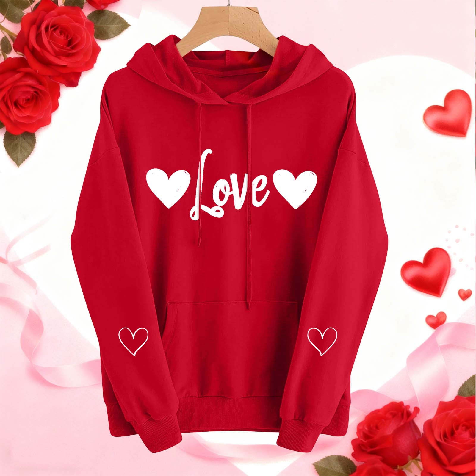 aohooy Cute Hoodies for Women Graphic Plus Size Love Heart