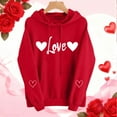 thumbnail image 1 of Xuyuer Women's Valentine's Day Printed Hooded Sweatshirt, Long Sleeve Pullover with Heart Graphic for Holiday Gifts, Couple Outfits and Cozy Casual Winter Wear, 1 of 9
