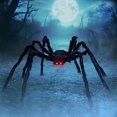 thumbnail image 1 of shiyou- , Araignée d'Halloween avec Yeux Lumineux - 4 Pieds, Accessoire Araignée Poilue avec Yeux Rouges Géants LED / Décorations d'Halloween Porte Intérieur Extérieur / Décoration Murale Araignée, 1 of 4