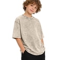 thumbnail image 4 of Shachafan Distressed Washed Style Basic Crewneck Tee Shirt For Boys Casual Everyday Wear Comfortable Blend Top Top Kid, 4 of 4