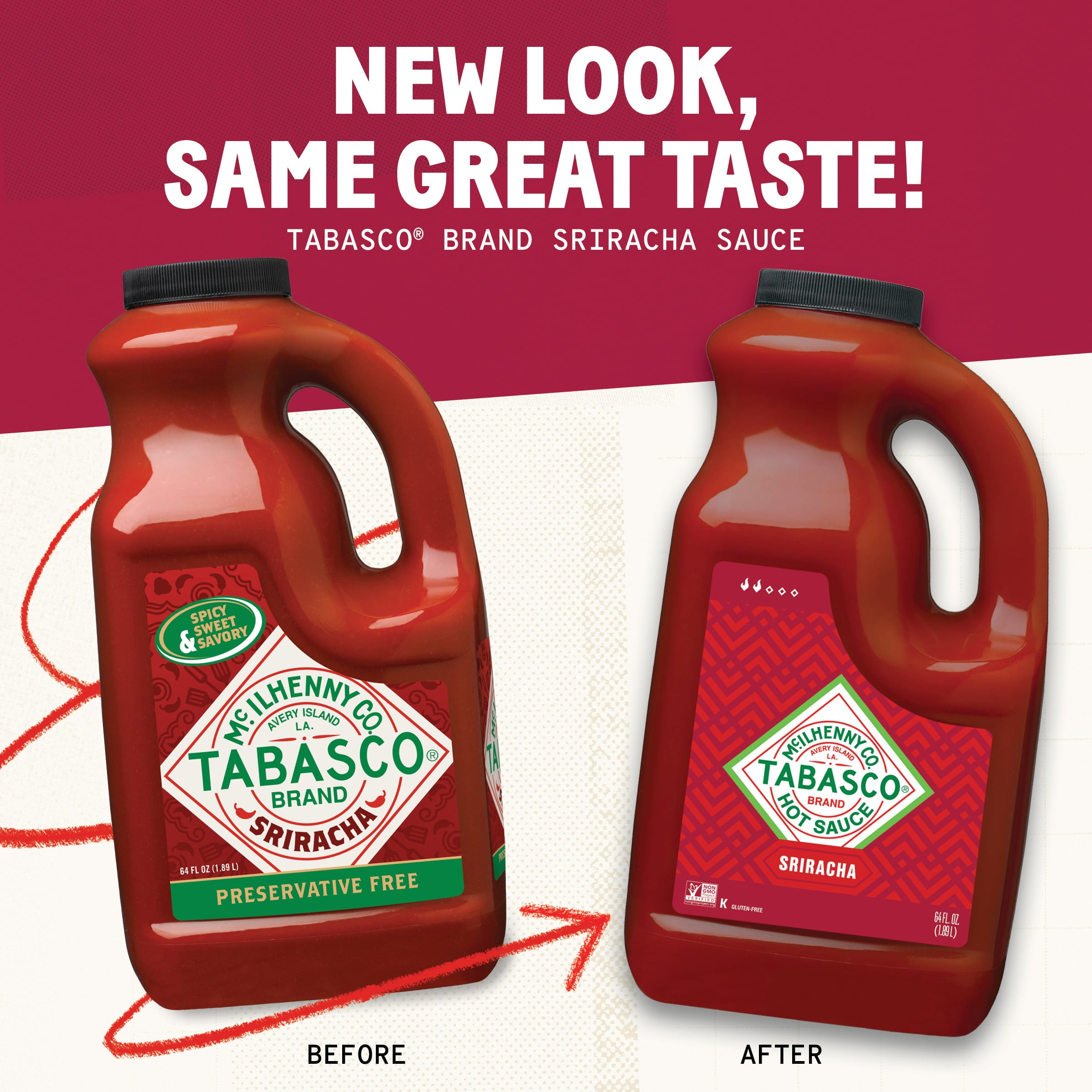 Tabasco Sriracha Sauce, 64 fl. oz Regular Half Gallon Jug, Gluten Free