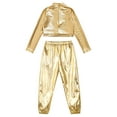 thumbnail image 4 of TiaoBug Kids Girls Jazz Street Dance Hip Hop Activewear Sequins Crop Top And Pants Sport Workout Outfit Gold 10, 4 of 7