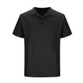 thumbnail image 5 of Men's Loose Running Short Sleeve Simple All-match Round Neck T-shirt Casual Checkered Jacquard Fitness Top, 5 of 6