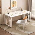 thumbnail image 4 of Metal Writing Office Desk Executive Long Vanity Reception Computer Desks Standing European Mesa De Escritorio Modern Furniture My Lux Decor Round, 4 of 18