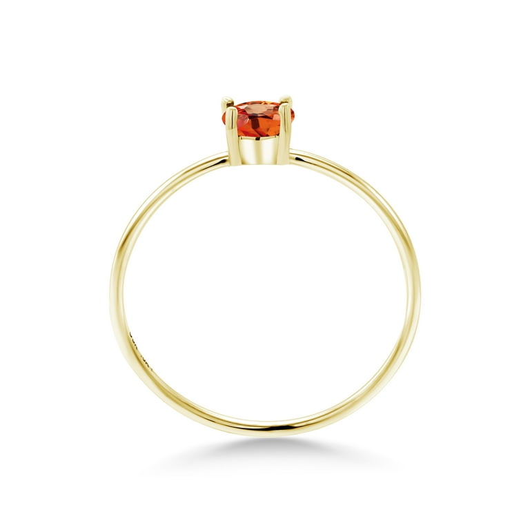 Gem Stone King 10K Yellow Gold Orange Sapphire Engagement Ring For