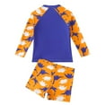 thumbnail image 2 of Hienoo Little Boys 2-Piece Swimsuits Cartoon Dinosaur Prints Long Sleeved Rash Guard Shorts Bathing Suit, 2 of 8