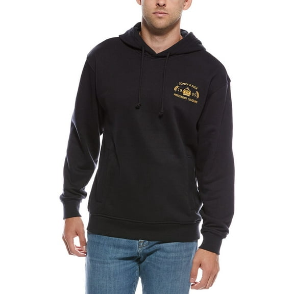 Scotch & Soda mens  Fleece Graphic Hoodie, XL, Black