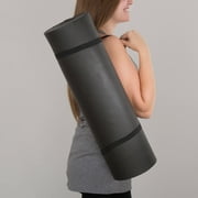 Wakeman Fitness 1/2 In. Extra Thick Yoga Mat, With Carrying Strap, Black