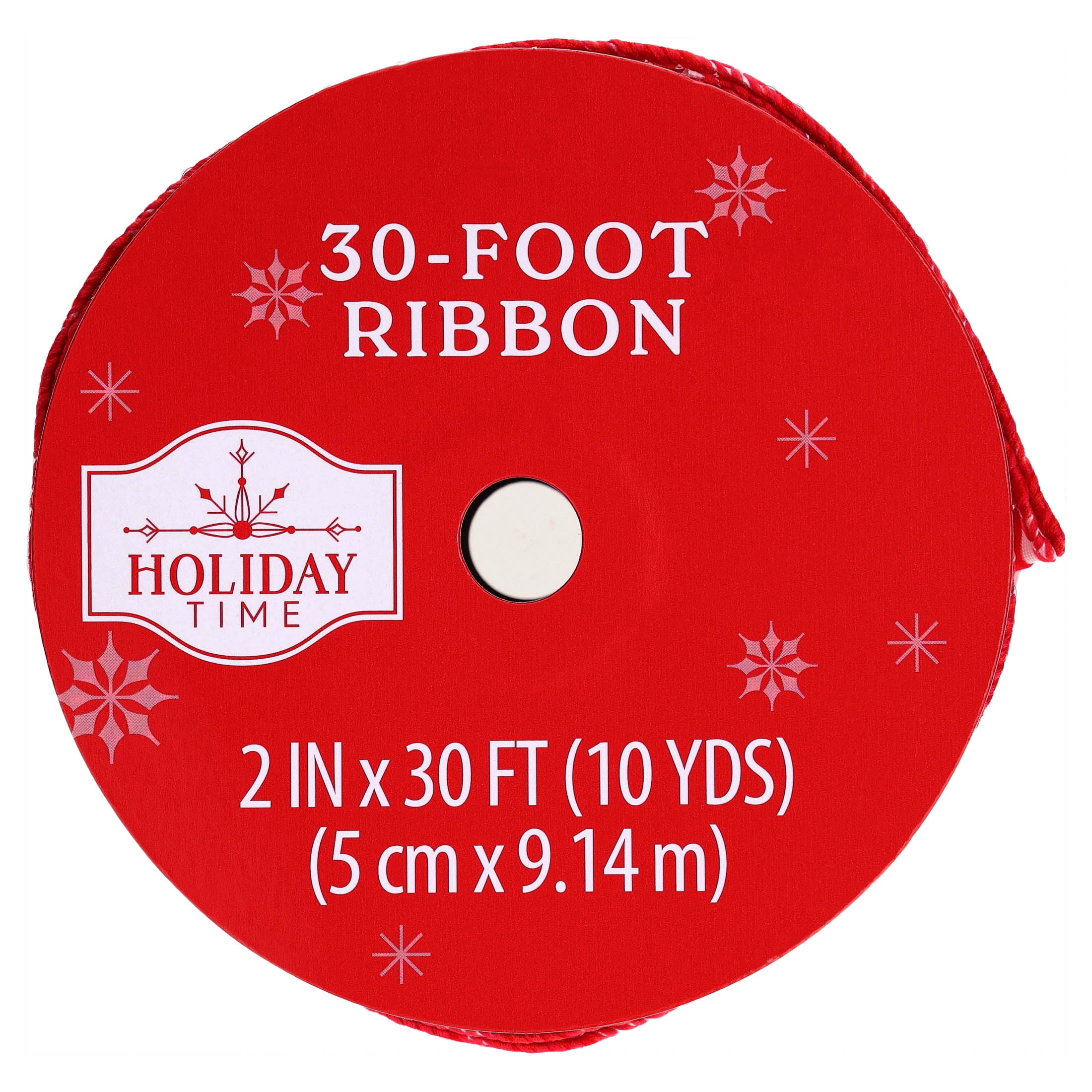 Red and White Diagonal Striped Christmas Ribbon, 2" x 30', by Holiday Time