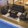 thumbnail image 6 of ALAULM Aluminum Patio Furniture Set with Propane Fire Pit Table 5-seat Metal Outdoor Furniture w/Fire Pit Patio Sectional Sofas w/5.1" Cushions for Patio, Backyard, Poolside-Black, 6 of 6