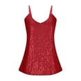 thumbnail image 2 of Turilly Sequin Tops for Women Sparkly Summer Tank Top for Club Solid Color Boat Neck Camis Tops, 2 of 7