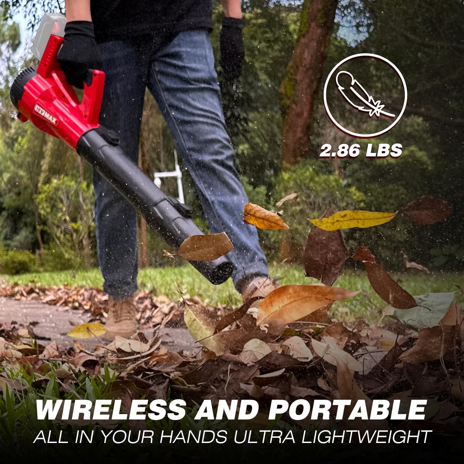 Electric Leaf Blower Cordless, 320 CFM 150 MPH Battery Powered Leaf Blower with  21V 2000mAh Battery and Charger, 2 Tubes, Leaf Blowers for Lawn Care, Snow, Debris, Dust