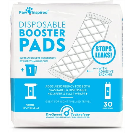 UPC: 0682198792426 | Paw Inspired 30ct Dog Diaper Pads Diaper Liners Booster Pads | Add Absorbency to Male Dog Wraps Belly Bands and Female Dog Diapers Disposable and Washable| Puppy Doggie Cat Diapers Overnight Inserts
