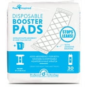 Paw Inspired 30ct Dog Diaper Pads | Disposable Diaper Liners | Booster Pad Inserts fit Most Female and Male Reusable Washable and Disposable Dog Diapers and Belly Bands | Adds Absorbency, Stops Leaks