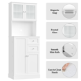 thumbnail image 7 of Homfa 72”H Pantry with Frosted Glass Doors, Buffet Hutch Cabinet with Shelves and Drawers for Kitchen Dining Room, White, 7 of 7