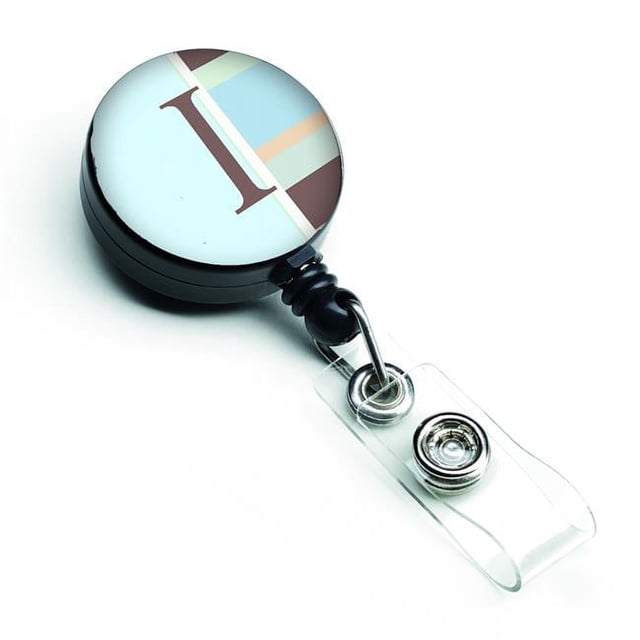 Carolines Treasures CJ1003-IBR Lettre I Initiale Monogramme Bleu Rayures Bobine de Badge Rétractable