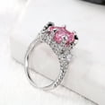thumbnail image 5 of 925 Sterling Silver Shiny Full Diamond Heart-Shaped Pink Gemstone Ring Cubic Zirconia Rings  Diamond Ring Eternity Engagement Wedding Band Ring for Women, 5 of 5