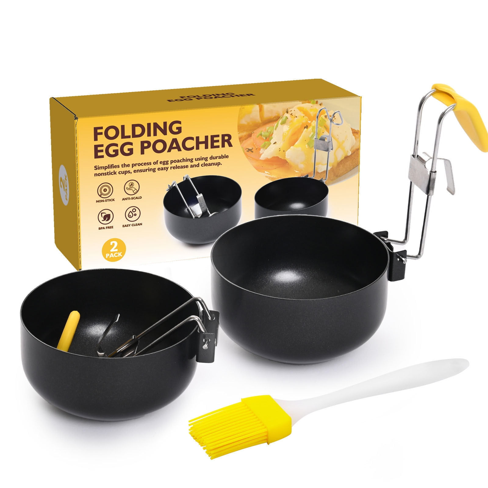 Stainless Steel Cooker Ring for Poached Eggs, Non-Stick Egg Poacher, Kitchen Tool for Boiled Eggs, Foldable and Heat-Resistant Egg Boiler Set