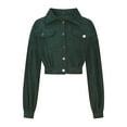thumbnail image 4 of Usmixi Womens Cropped Coat Corduroy Jacket for Women Long Sleeve Lapel Button Up Shacket Coat Casual Solid Ladies Fall Loose Outerwear Tops with Pocket Winter Cropped Coat, 4 of 6