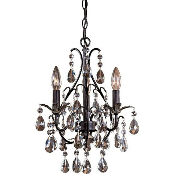 Minka Lavery 3122-301 3 Light Mini Chandelier, Castlewood Walnut with Silver Highlights Finish, 12" x 13.25" x 18.25"